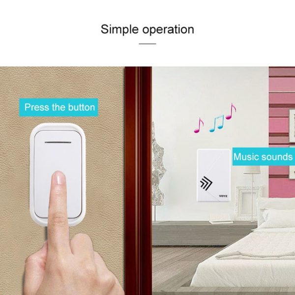 VOYE V022F Home Music Remote Control Wireless Doorbell with 38 Polyphony Sounds (White) - Image 9