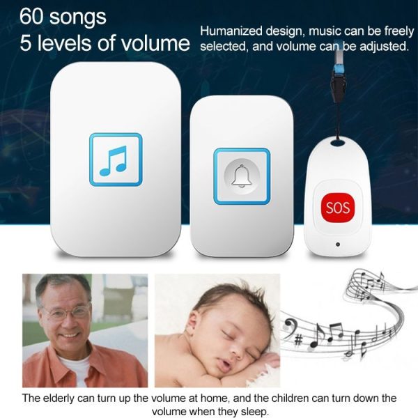 CACAZI C86 Wireless SOS Pager Doorbell Old man Child Emergency Alarm Remote Call Bell, EU Plug (White) - Image 7