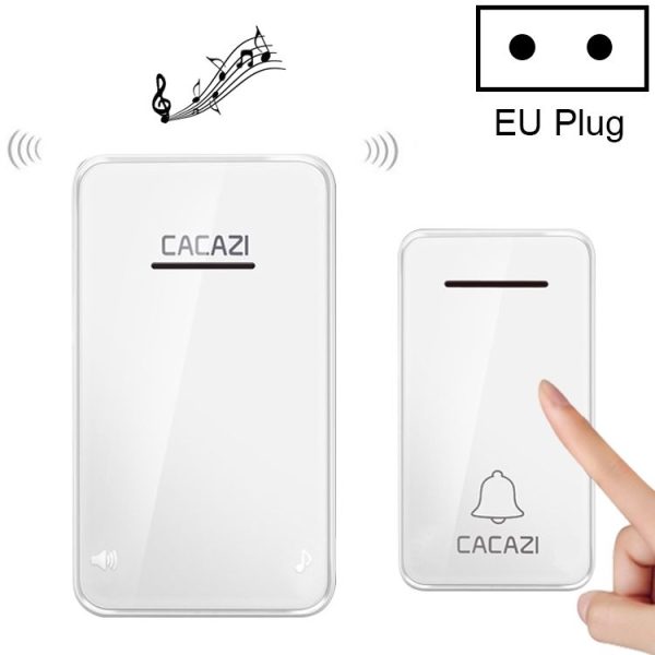 CACAZI FA8 Self-Powered Wireless Doorbell, EU Plug (White)