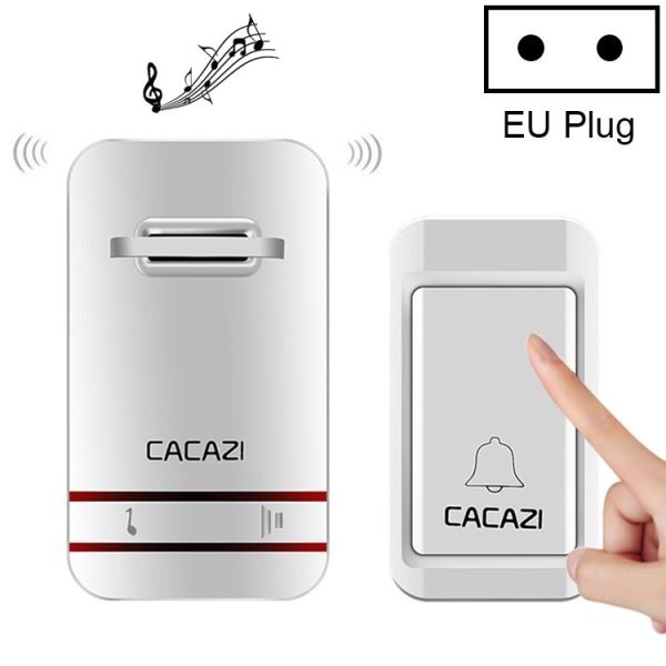 CACAZI V027G One Button One Receivers Self-Powered Wireless Home Kinetic Electronic Doorbell, EU Plug