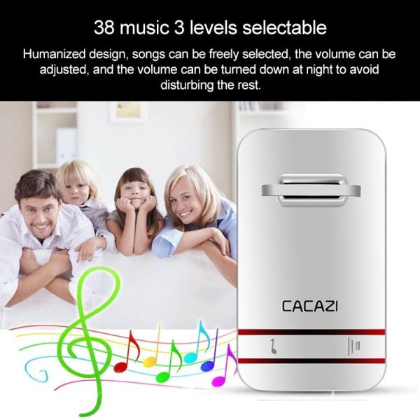 CACAZI V027G One Button One Receivers Self-Powered Wireless Home Kinetic Electronic Doorbell, EU Plug - Image 4