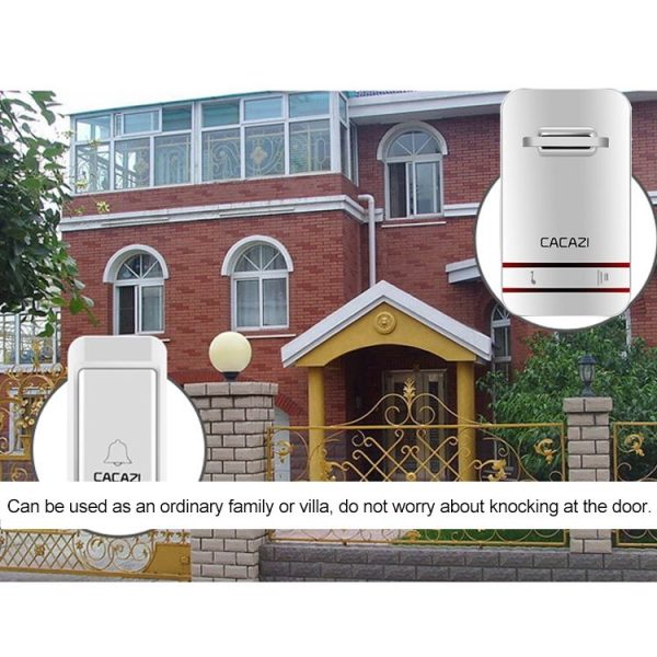 CACAZI V027G One Button One Receivers Self-Powered Wireless Home Kinetic Electronic Doorbell, EU Plug - Image 6