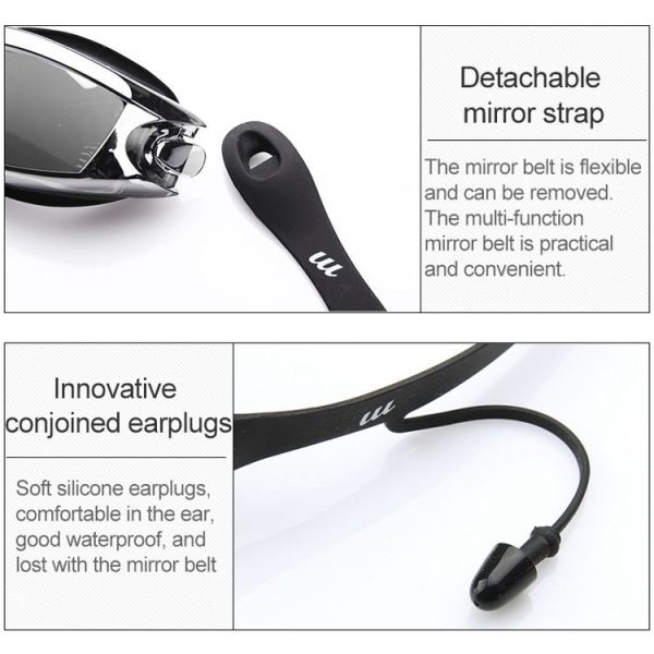 High-definition Waterproof Fogproof Swimming Goggles with Swimming Cap (Black) - Image 4
