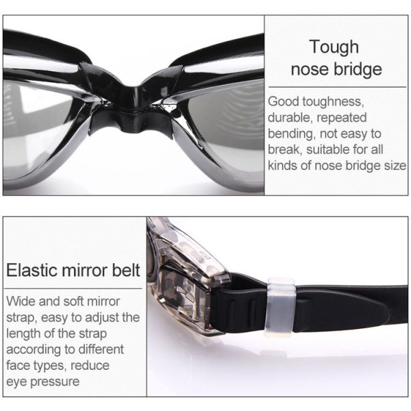 High-definition Waterproof Fogproof Swimming Goggles with Swimming Cap (Black) - Image 5