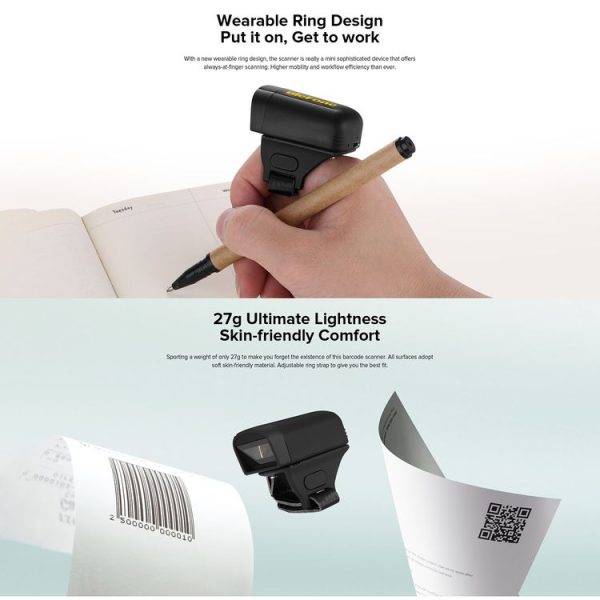 Ulefone uScan RS1 Mini Wireless Bluetooth Ring Scanner (Black) - Image 8