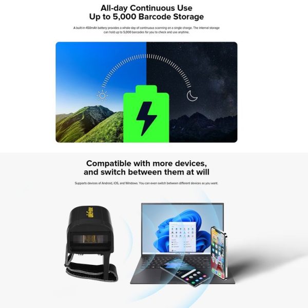 Ulefone uScan RS1 Mini Wireless Bluetooth Ring Scanner (Black) - Image 9