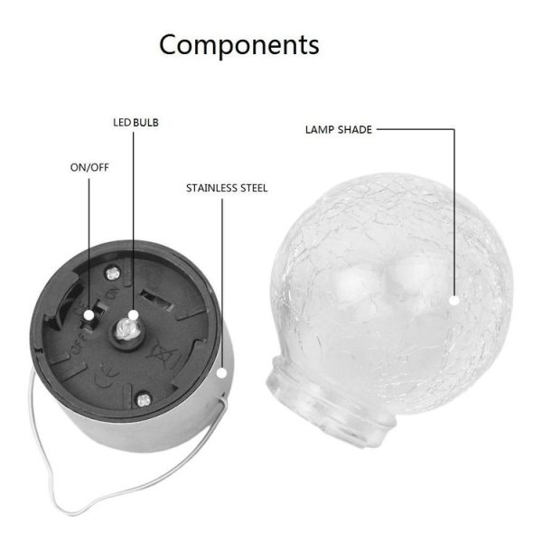 RGB Color Outdoor Hanging Decoration Shiny Crystal Gaze Ball Lamp with Solar Panel - Image 2