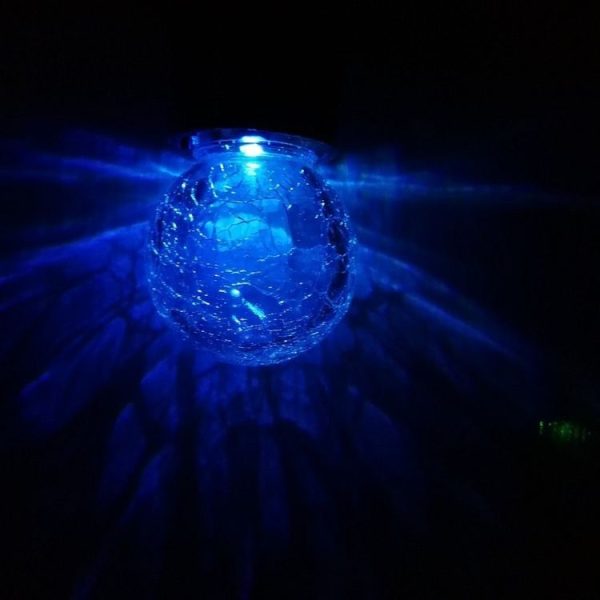 RGB Color Outdoor Hanging Decoration Shiny Crystal Gaze Ball Lamp with Solar Panel - Image 7