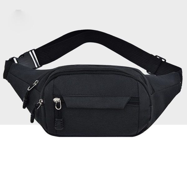 Pure Color Multi-function Pockets Waterproof Chest Bag Waist Crossbody Sports Bag (Black) - Image 2