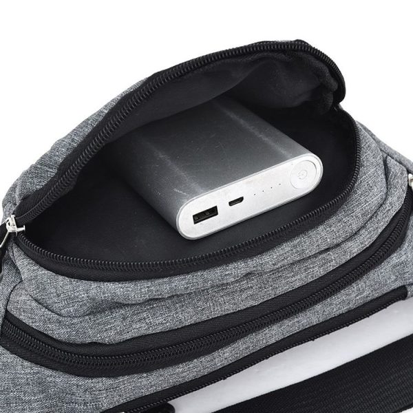 Pure Color Multi-function Pockets Waterproof Chest Bag Waist Crossbody Sports Bag (Black) - Image 3