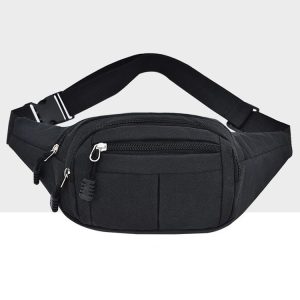 Pure Color Multi-function Casual Pockets Waterproof Chest Bag Waist Sport Bag (Black)