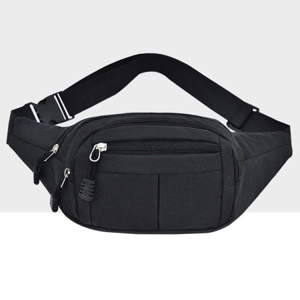 Pure Color Multi-function Casual Pockets Waterproof Chest Bag Waist Sport Bag (Black)