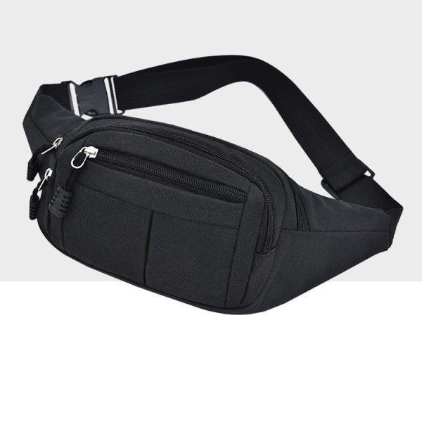 Pure Color Multi-function Casual Pockets Waterproof Chest Bag Waist Sport Bag (Black) - Image 2