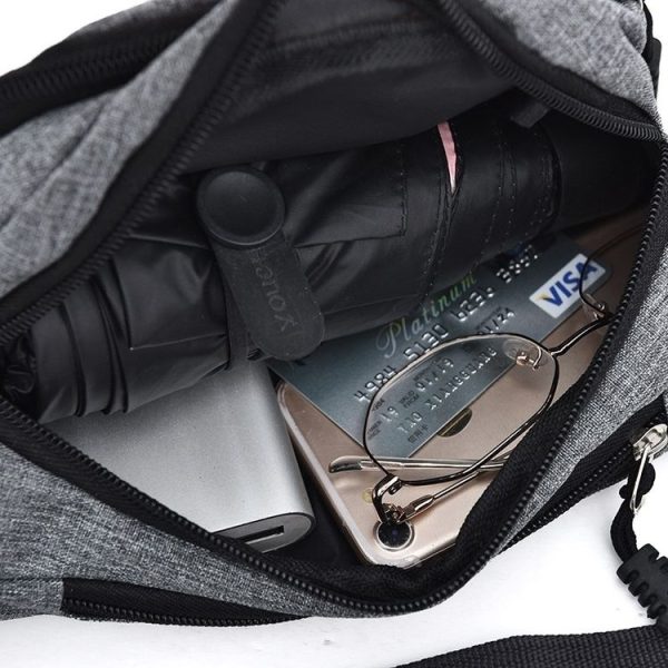 Pure Color Multi-function Casual Pockets Waterproof Chest Bag Waist Sport Bag (Black) - Image 5