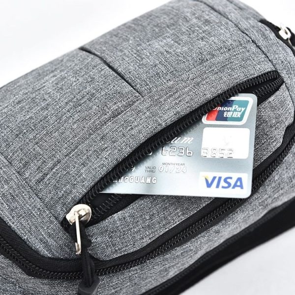 Pure Color Multi-function Casual Pockets Waterproof Chest Bag Waist Sport Bag (Black) - Image 6