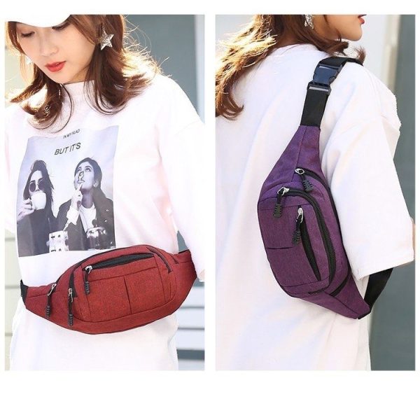 Pure Color Multi-function Casual Pockets Waterproof Chest Bag Waist Sport Bag (Black) - Image 7