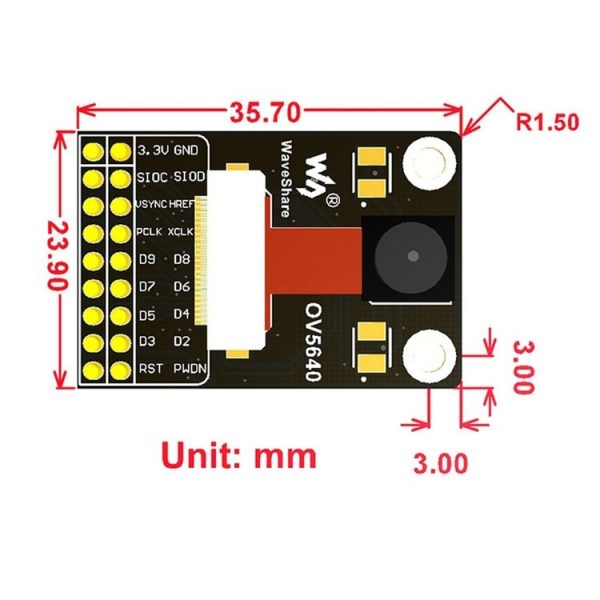 Waveshare OV5640 Camera Module Board (A), 5 Megapixel (2592x1944), Based on OV5640 Image Sensor - Image 4