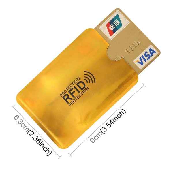100pcs Aluminum Foil RFID Blocking Credit Card ID Bank Card Case Card Holder Cover, Size: 9 x 6.3cm (Gold) - Image 4