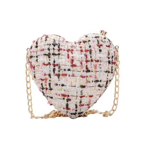 Heart Shape Small Bag Chain Strap Single Shoulder Bag Ladies Handbag Messenger Bag (Color: Black Size: OneSize) - Image 2