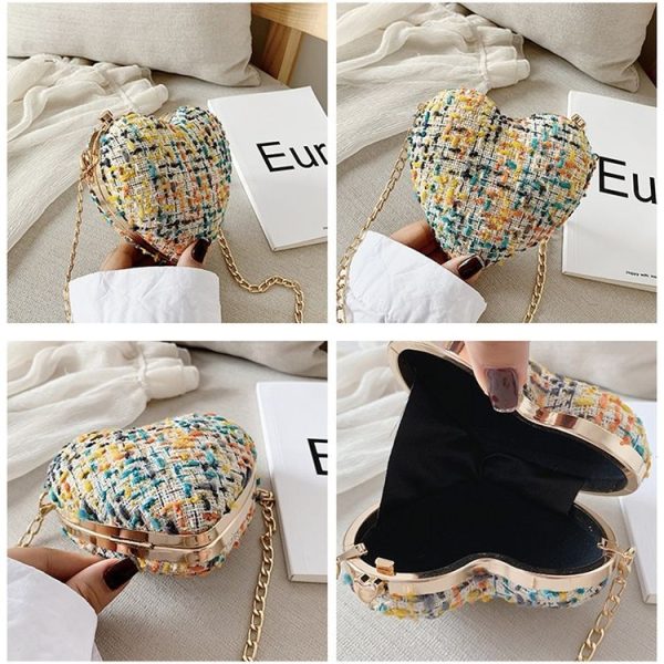 Heart Shape Small Bag Chain Strap Single Shoulder Bag Ladies Handbag Messenger Bag (Color: Black Size: OneSize) - Image 6
