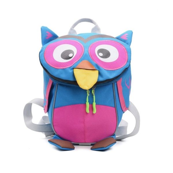 Cute Owl Shape Nylon Double Shoulders Bag Children Backpack Bag (Dark Blue) - Image 2