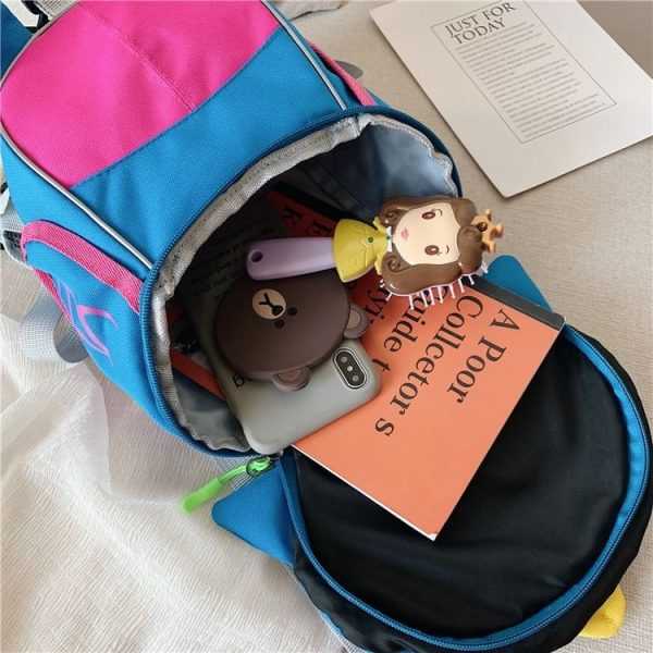 Cute Owl Shape Nylon Double Shoulders Bag Children Backpack Bag (Dark Blue) - Image 7
