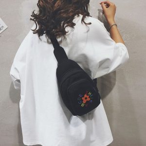 Fashion Oxford Cloth Single Shoulder Bag Chest Bag Messenger Bag (Color: Black Size: OneSize)