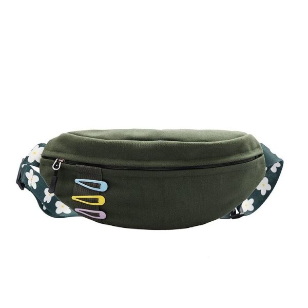 Fashion Canvas Single Shoulder Bag Waist Chest Bag Messenger Bag (Color: Green Size: OneSize) - Image 2