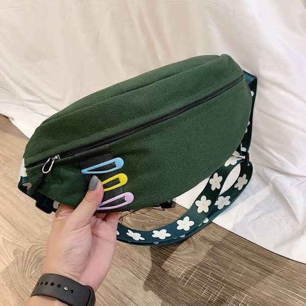 Fashion Canvas Single Shoulder Bag Waist Chest Bag Messenger Bag (Color: Green Size: OneSize) - Image 3