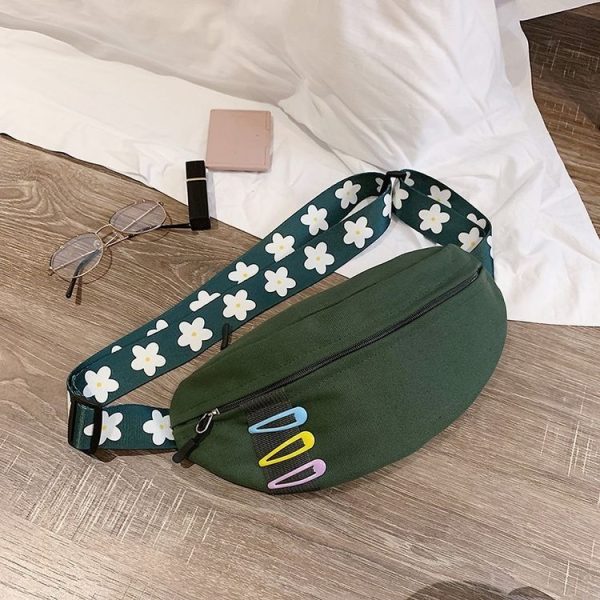 Fashion Canvas Single Shoulder Bag Waist Chest Bag Messenger Bag (Color: Green Size: OneSize) - Image 4