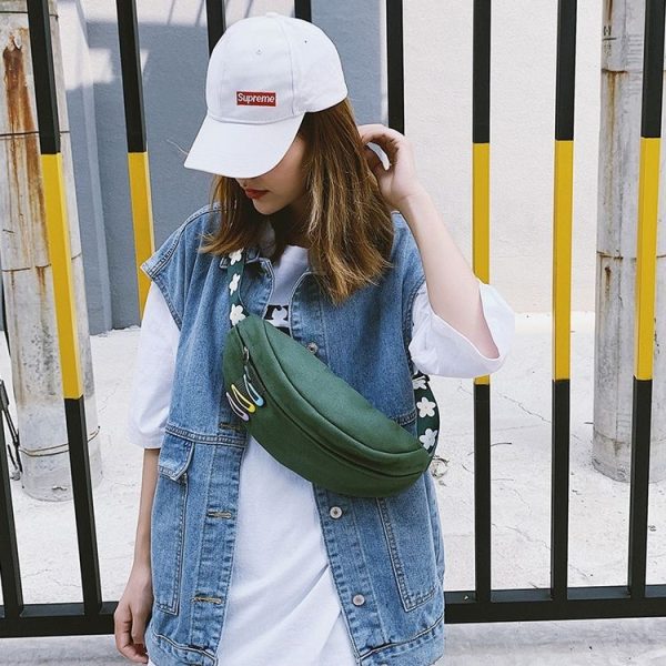 Fashion Canvas Single Shoulder Bag Waist Chest Bag Messenger Bag (Color: Green Size: OneSize) - Image 5