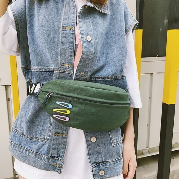 Fashion Canvas Single Shoulder Bag Waist Chest Bag Messenger Bag (Color: Green Size: OneSize) - Image 6