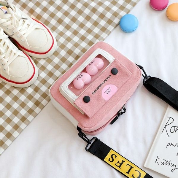 Canvas Single Shoulder Bag Ladies Handbag (Color: Pink 1 Size: OneSize) - Image 4