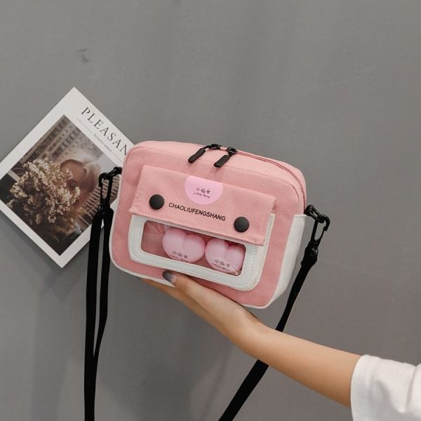 Canvas Single Shoulder Bag Ladies Handbag (Color: Pink 1 Size: OneSize) - Image 6