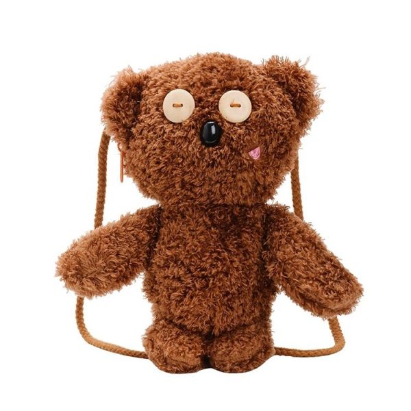 Plush Bear Single Shoulder Bag Handbag Messenger Bag (Brown) - Image 2