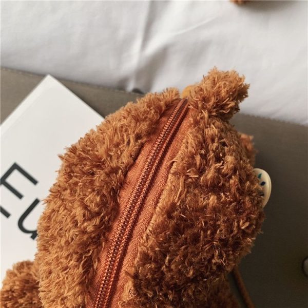 Plush Bear Single Shoulder Bag Handbag Messenger Bag (Brown) - Image 6