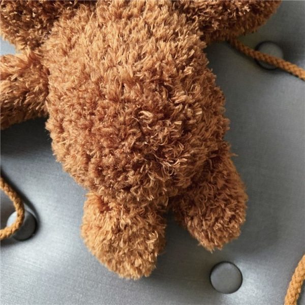 Plush Bear Single Shoulder Bag Handbag Messenger Bag (Brown) - Image 8