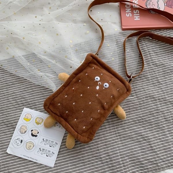 Plush Square Single Shoulder Bag Handbag Messenger Bag (Color: Brown Size: OneSize) - Image 3