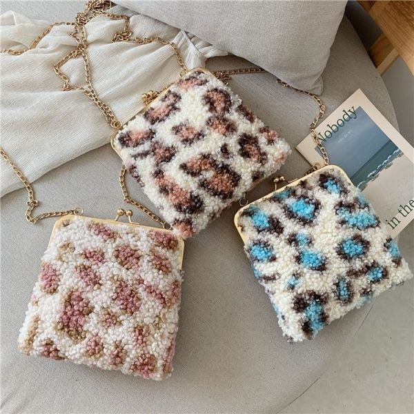Fashion Wool Coating Chain Strap Single Shoulder Bag Handbag Messenger Bag (Color: Blue Size: OneSize) - Image 8