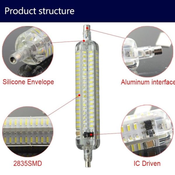 R7S 12W SMD 2835 120 LEDs 118mm LED Corn Light (Color: Warm White Size: 110V) - Image 7