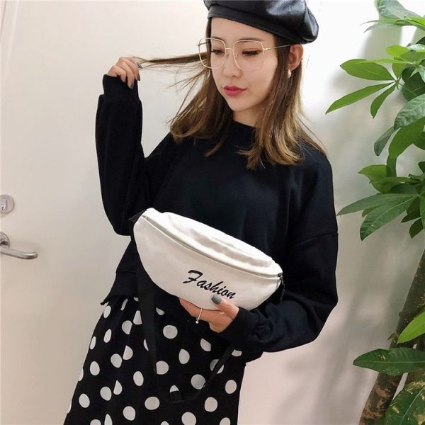 Canvas Single Shoulder Bag Bag Chest Bag Messenger Bag (Color: White Size: OneSize) - Image 4