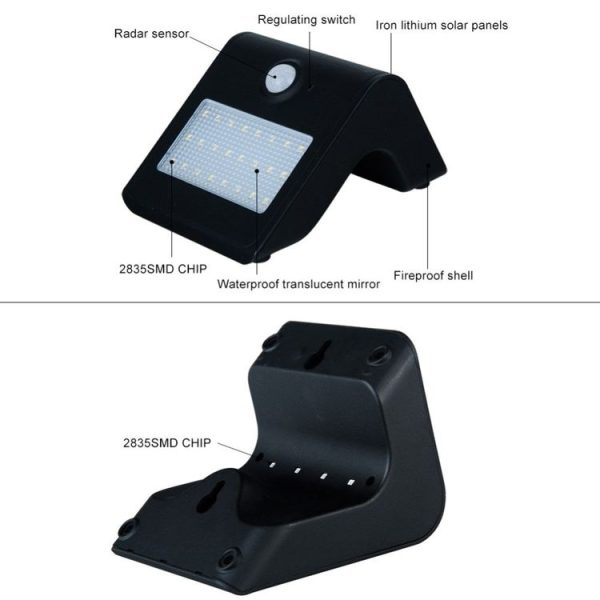 24 LED Solar Motion Sensor Light Outdoor Back Wall Waterproof Safety Light 300LM - Image 3