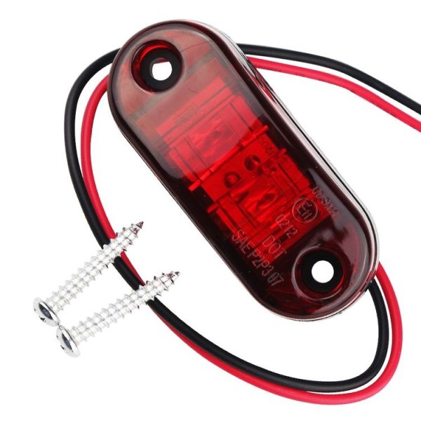 10-30V Oval Clearing Truck Trailer Side Marker Light (Red) - Image 2