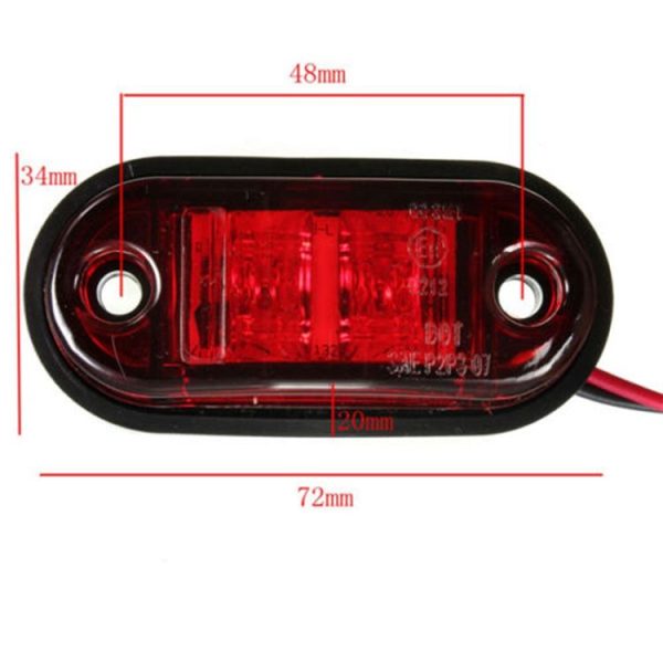 10-30V Oval Clearing Truck Trailer Side Marker Light (Red) - Image 3