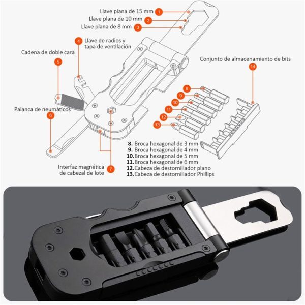 NexTool Multi-functional Bicycle Tool Mini Pocket Bike Toolbox Outdoor Wrench Repair Tool Magnetic Sleeve - Image 7