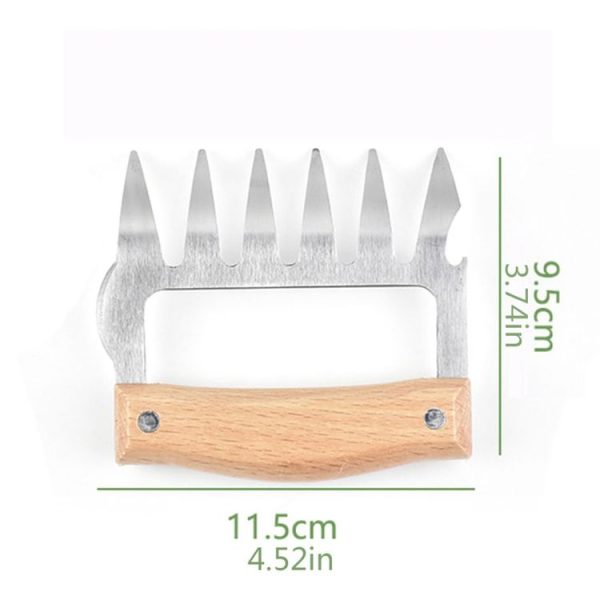 2 PCS Bear Claw Shaped stainless steel Barbecue Fork Chicken Shredded Wooden Handle Anti-skid Creative Kitchen Fork Claw Meat Claw Splitter with - Image 4