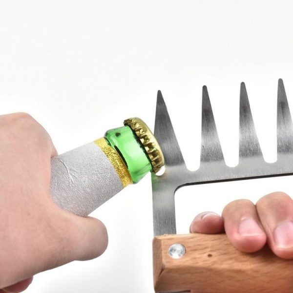 2 PCS Bear Claw Shaped stainless steel Barbecue Fork Chicken Shredded Wooden Handle Anti-skid Creative Kitchen Fork Claw Meat Claw Splitter with - Image 5