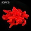 HENGJIA SO106 50 PCS 20mm Simulation Bread Bait Worms Crescent Soft Bait Horseback Fish Worm Bait Fishing Gear (Red)