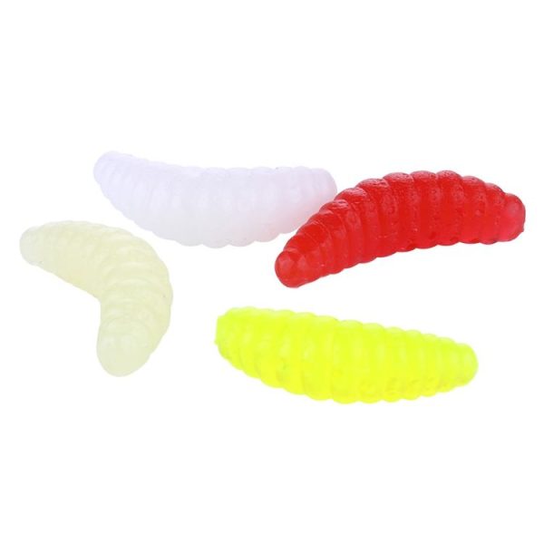 HENGJIA SO106 50 PCS 20mm Simulation Bread Bait Worms Crescent Soft Bait Horseback Fish Worm Bait Fishing Gear (Red) - Image 3