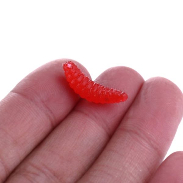 HENGJIA SO106 50 PCS 20mm Simulation Bread Bait Worms Crescent Soft Bait Horseback Fish Worm Bait Fishing Gear (Red) - Image 4
